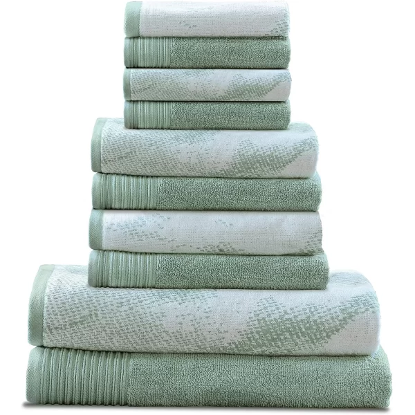 Marble Effect Towel Set Of 10 500 Gsm Cotton Towels Teal
