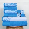 Marble Effect Towel Set Of 10 Luxurious 500 Gsm Cotton Towels Blue