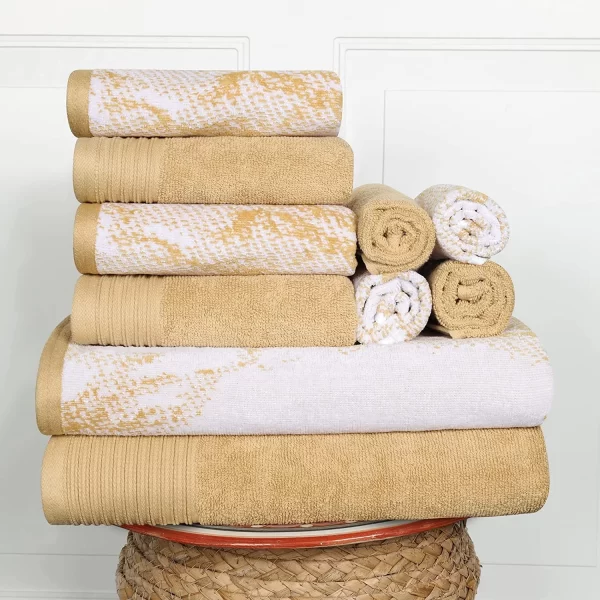 Marble Effect Towel Set Of 10 Luxurious 500 Gsm Cotton Towels Bronze