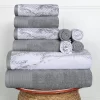 Marble Effect Towel Set Of 10 Luxurious 500 Gsm Cotton Towels Grey
