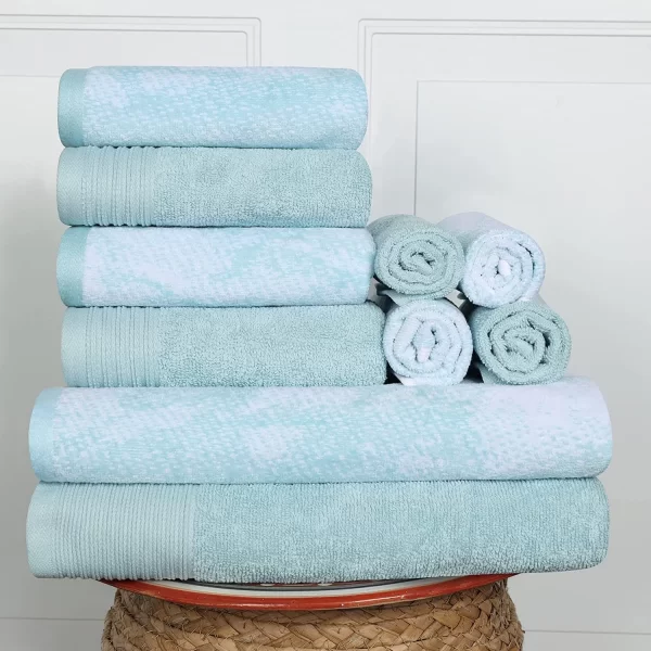 Marble Effect Towel Set Of 10 Luxurious 500 Gsm Cotton Towels Teal