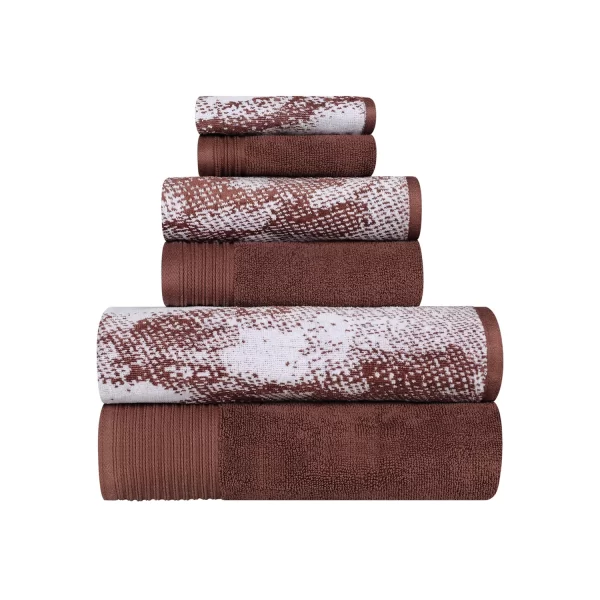 Marble Effect Towel Set Of 6 500 Gsm Cotton Towels Brown
