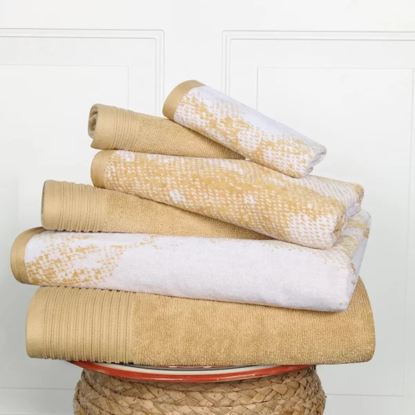 Marble Effect Towel Set Of 6 Luxurious 500 Gsm Cotton Towels Bronze