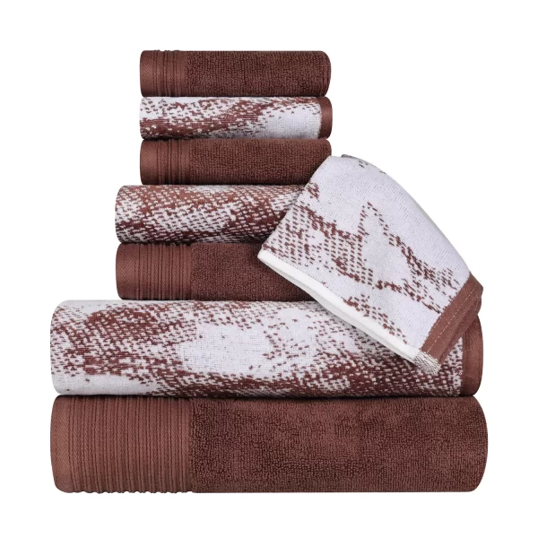 Marble Effect Towel Set Of 8 500 Gsm Cotton Towels Brown