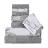 Marble Effect Towel Set Of 8 500 Gsm Cotton Towels Grey