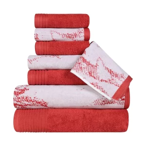 Marble Effect Towel Set Of 8 500 Gsm Cotton Towels Terra Cotta