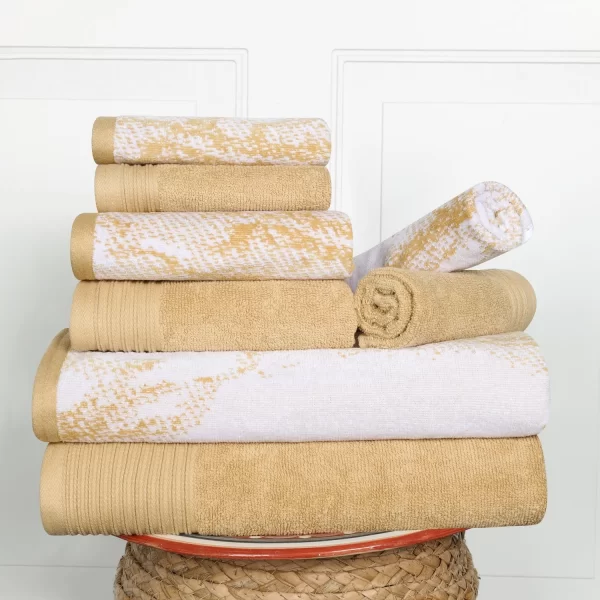 Marble Effect Towel Set Of 8 Luxurious 500 Gsm Cotton Towels Bronze
