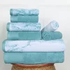 Marble Effect Towel Set Of 8 Luxurious 500 Gsm Cotton Towels Cyan