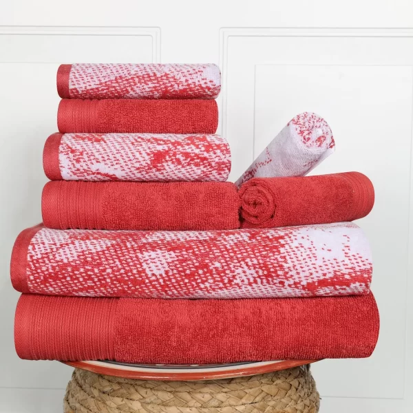Marble Effect Towel Set Of 8 Luxurious 500 Gsm Cotton Towels Terra Cotta