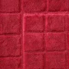 Non Slip Cotton Bath Mat Set Checkered Burgundy