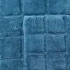 Non Slip Cotton Bath Mat Set Checkered Sapphire Blue