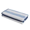 Checkered Stripes Oversized Beach Towel Set 550 Gsm Cotton Dusky Blue