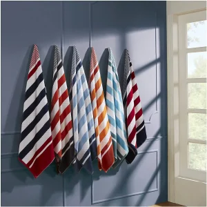 Checkered Stripes Oversized Beach Towels Set 550 Gsm Cotton