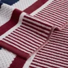Checkered Stripes Oversized Beach Towels Set 550 Gsm Cotton Baked Apple