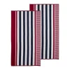 Checkered Stripes Oversized Beach Towels Set Of 2 550 Gsm Cotton Baked Apple