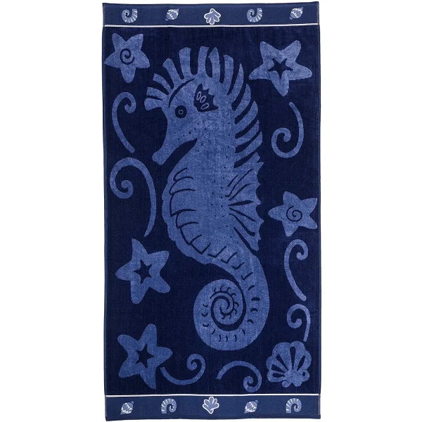 Oversized Beach Towel Sea Horse Pattern