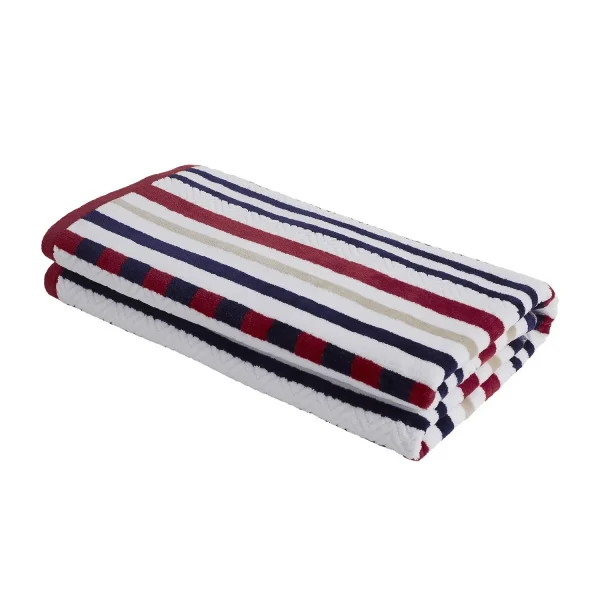 Textured Stitch Stripes Oversized Beach Towel Set 550 Gsm Cotton Red