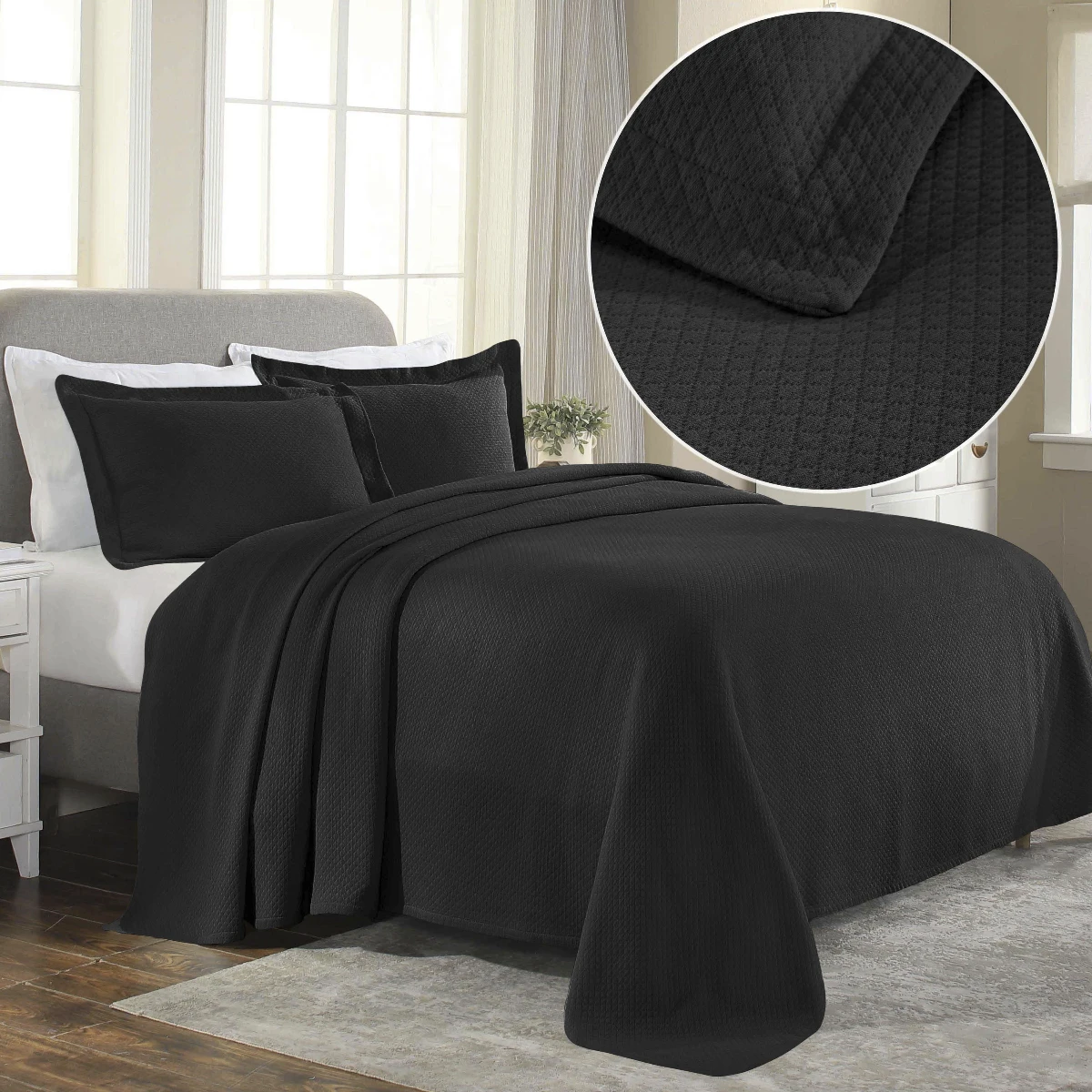 Diamond Solitaire Bedspread Set Black