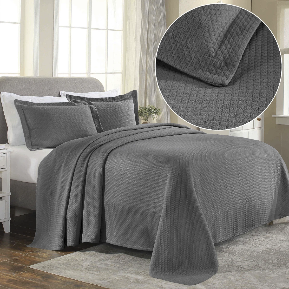 Diamond Solitaire Bedspread Set Grey