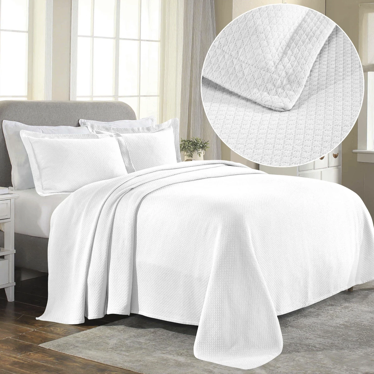 Diamond Solitaire Bedspread Set White