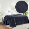 All Season Basket Weave Blanket Navy Blue