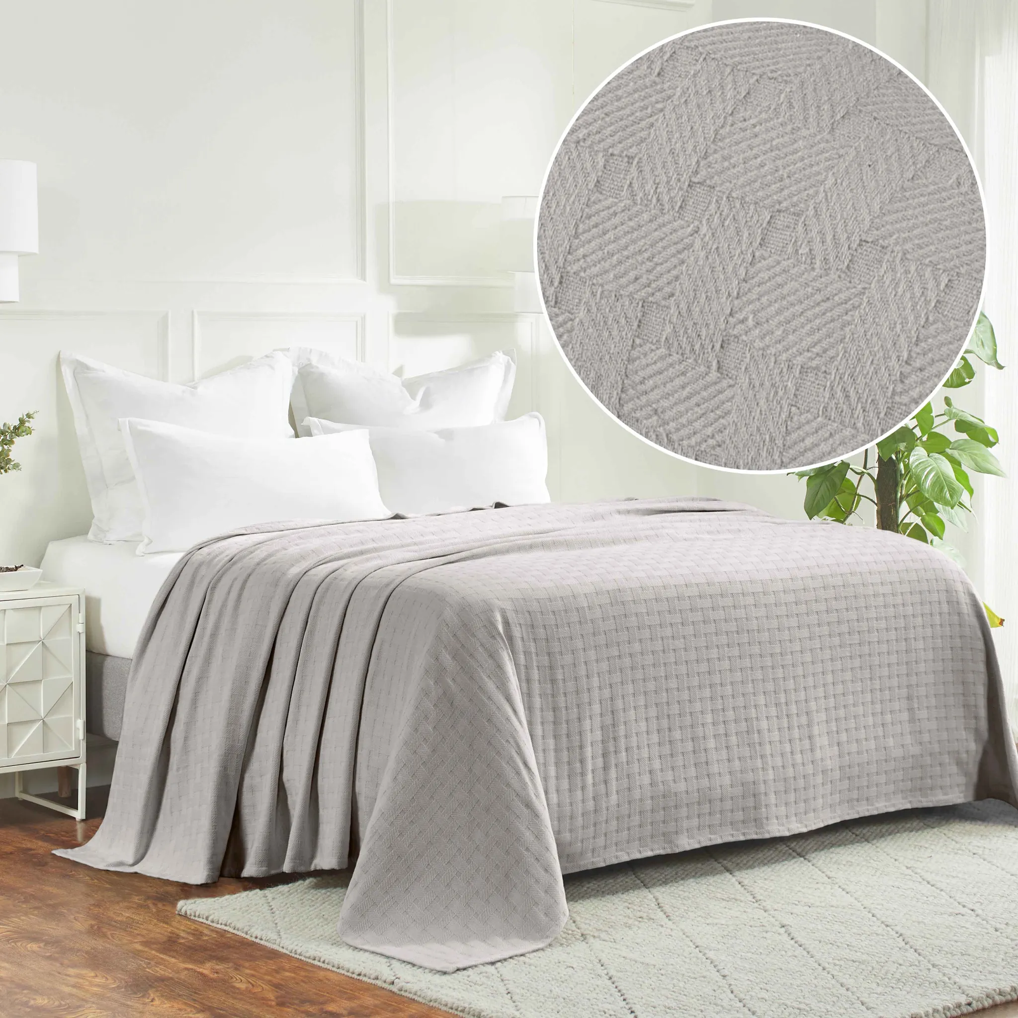 All Season Basket Weave Blanket Silver