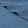 All Season Basket Weave Blankets Cotton Denim Blue