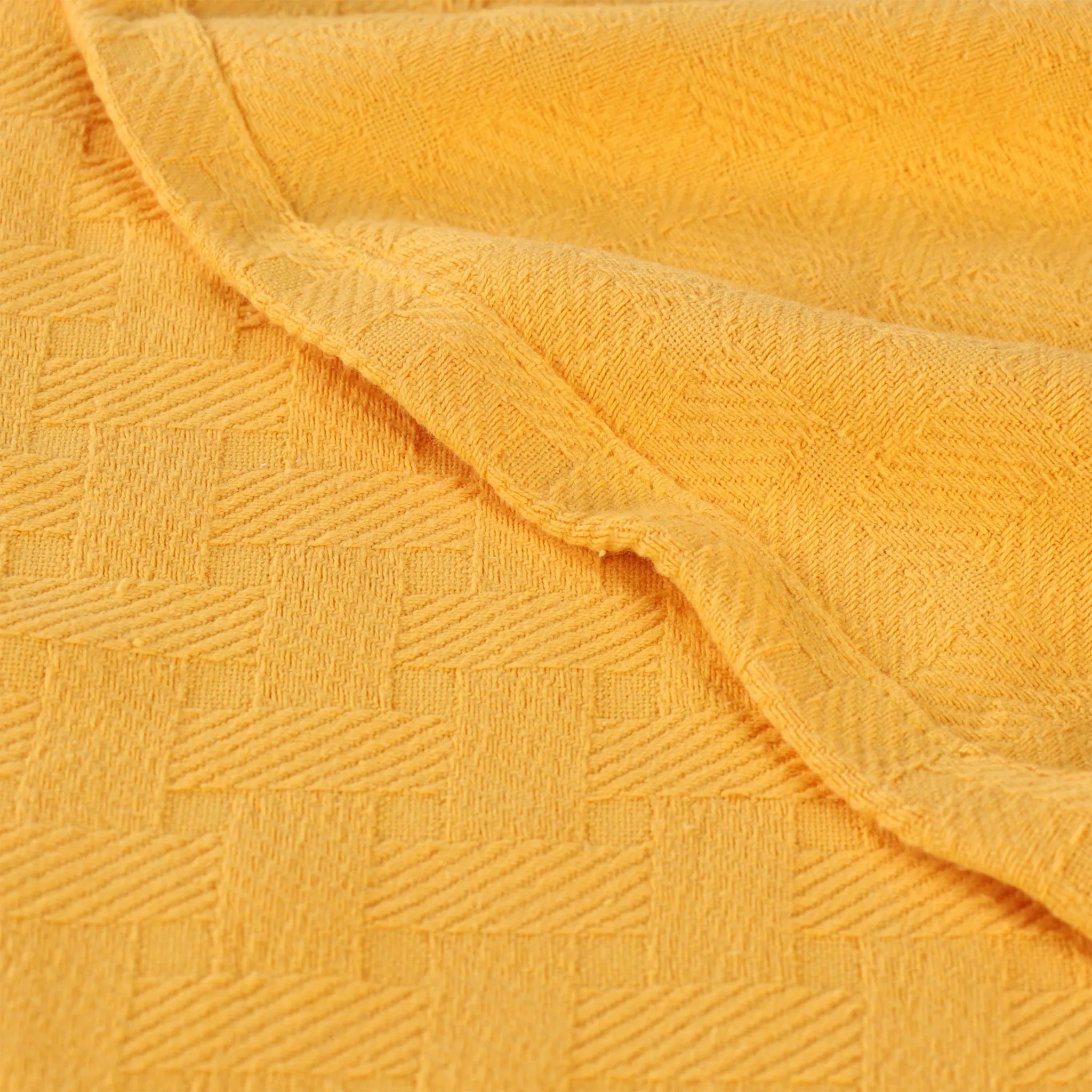 All Season Basket Weave Blankets Cotton Gold