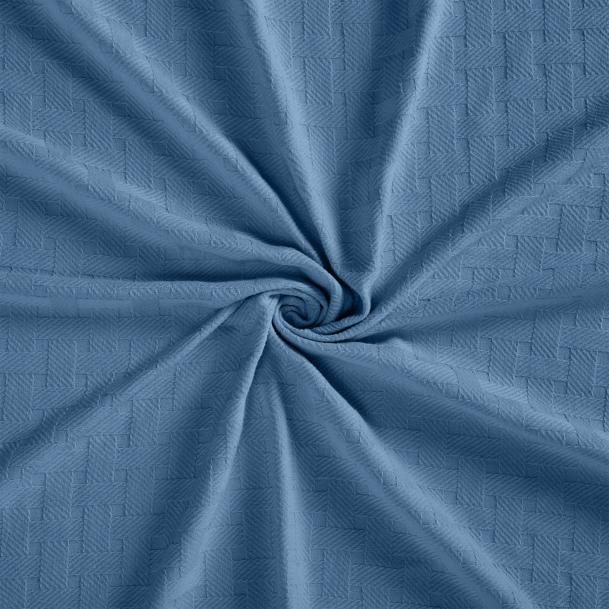 All Season Basket Weave Cotton Blanket Throw Denim Blue