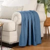 All Season Basket Weave Throw Blanket Denim Blue