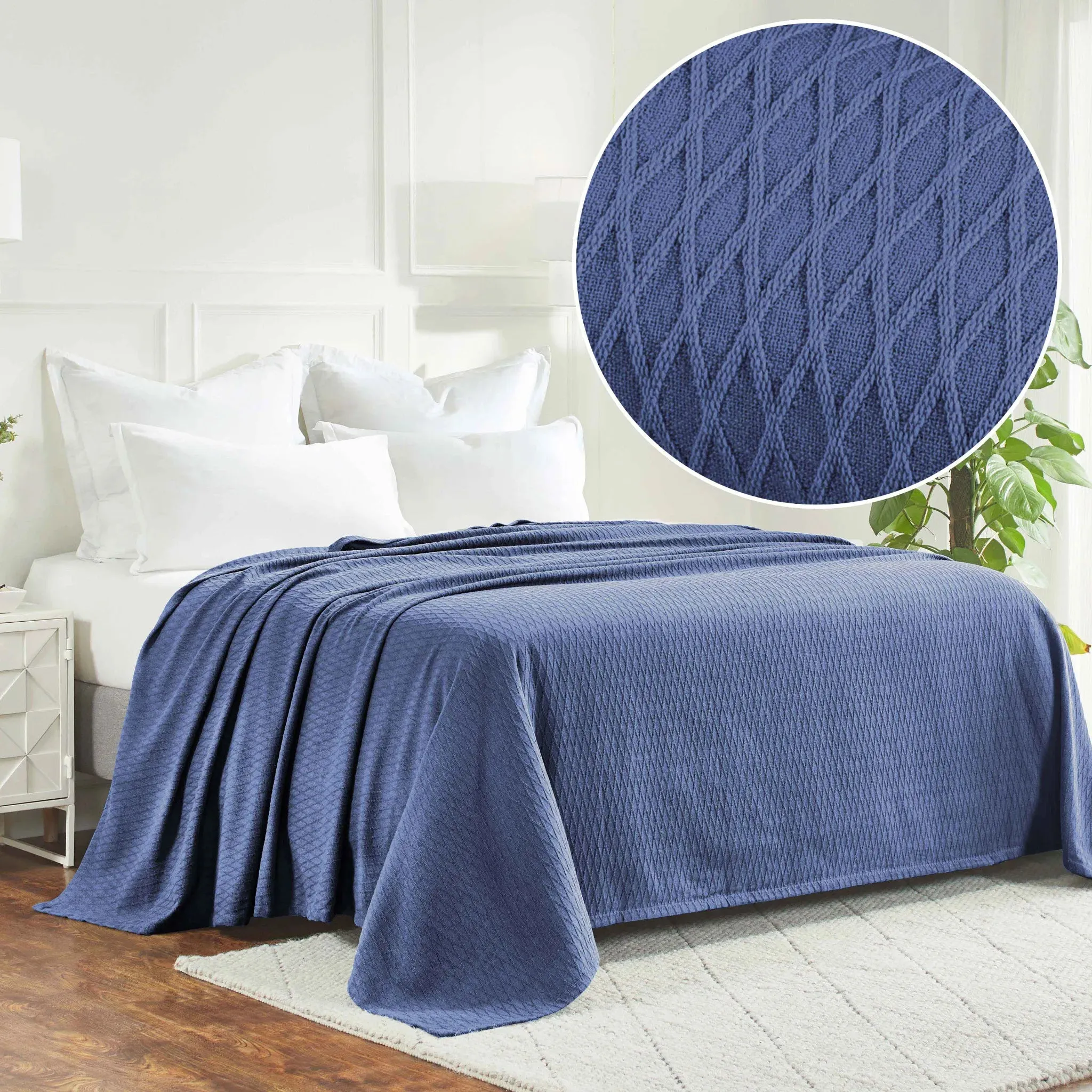 All Season Diamond Weave Blanket Merritt Blue