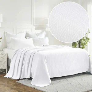 All Season Chevron Weave Blanket White