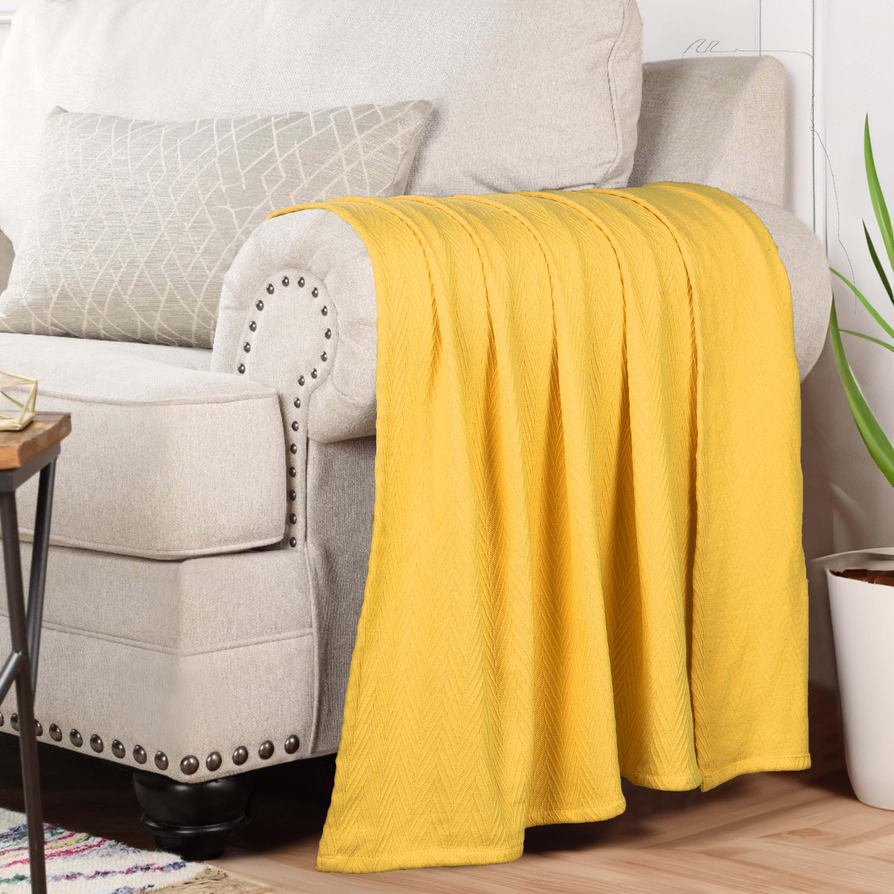 All Season Chevron Weave Throw Blanket Gold