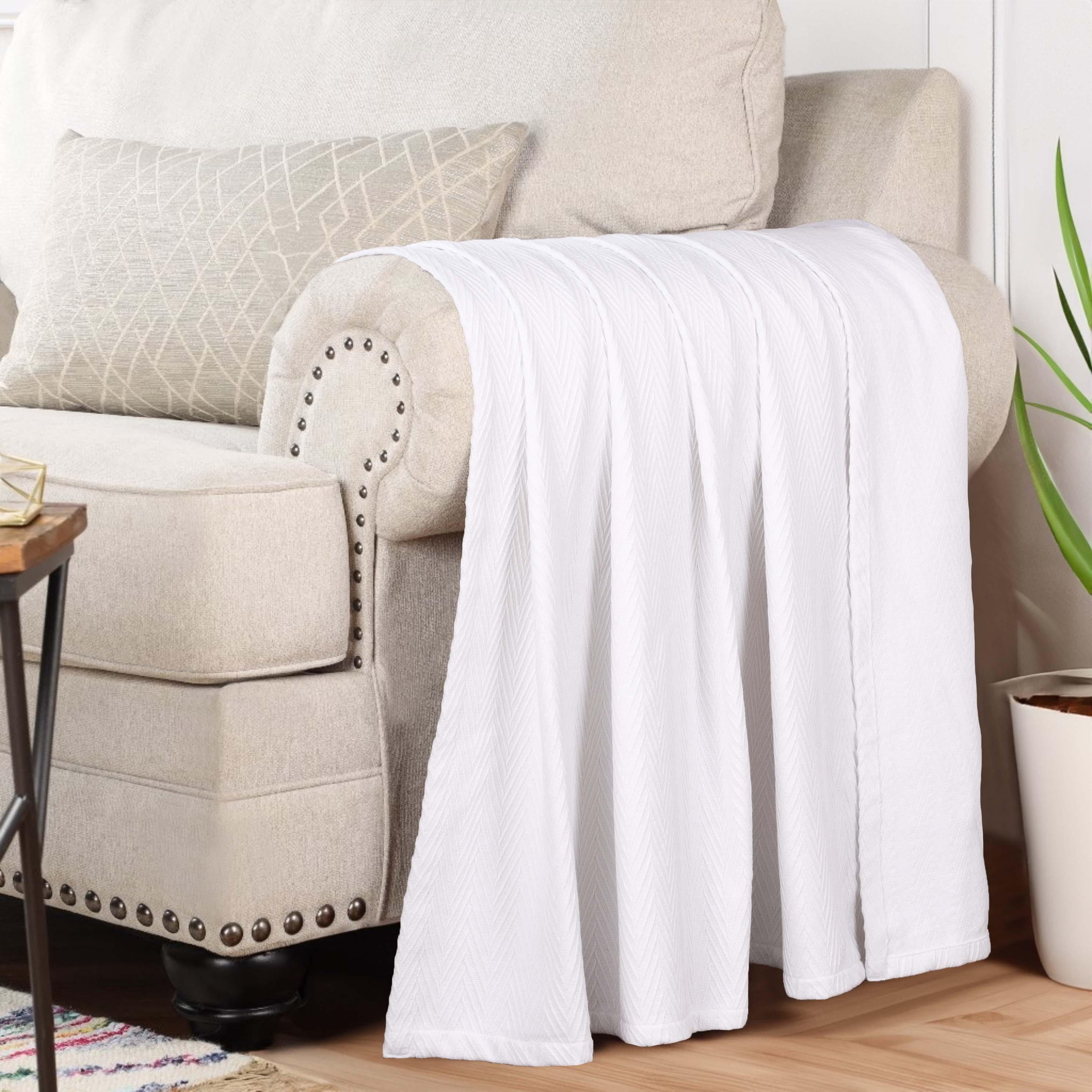 All Season Chevron Weave Throw Blanket White