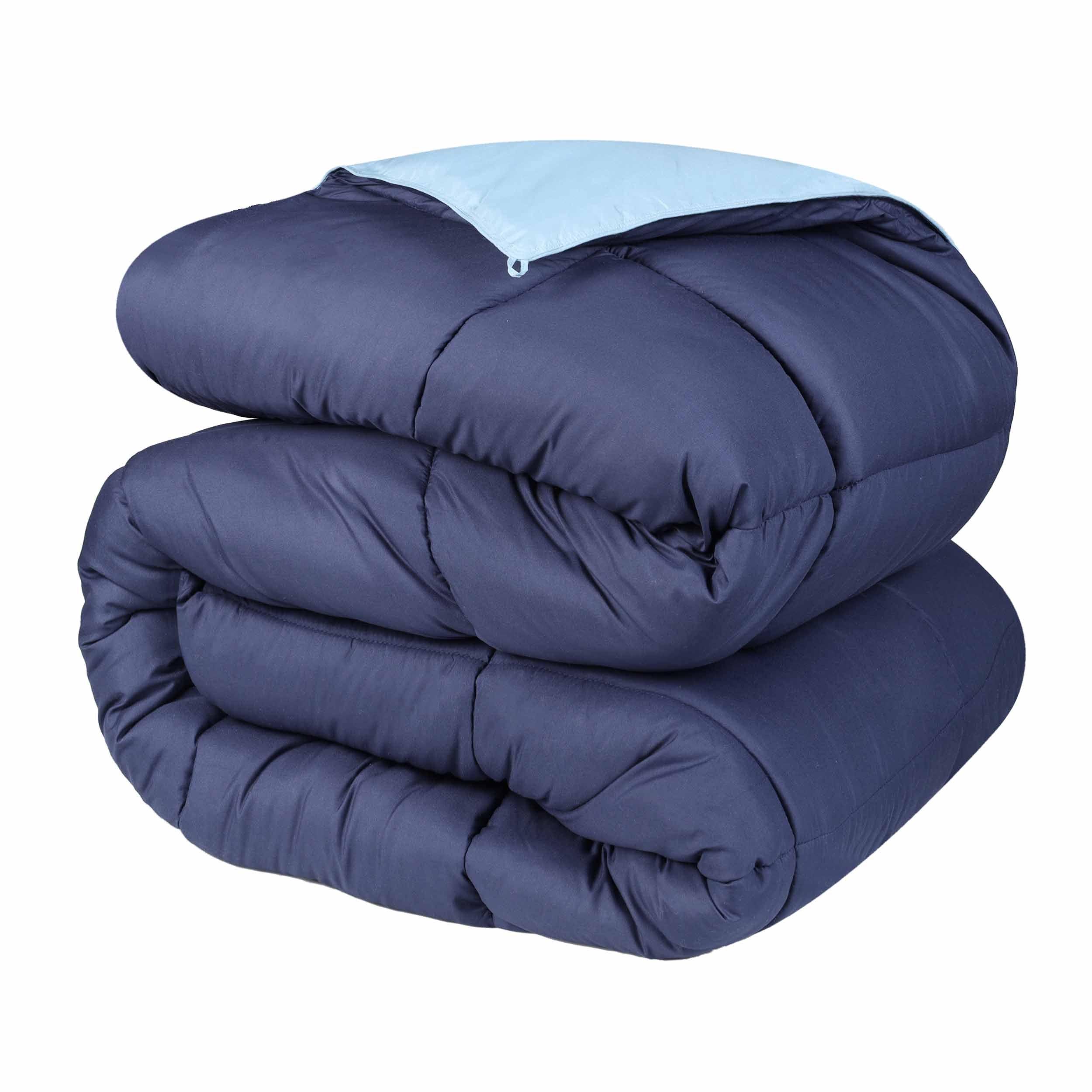Medium Warmth Reversible Comforter Duvet Insert Navy Light Blue