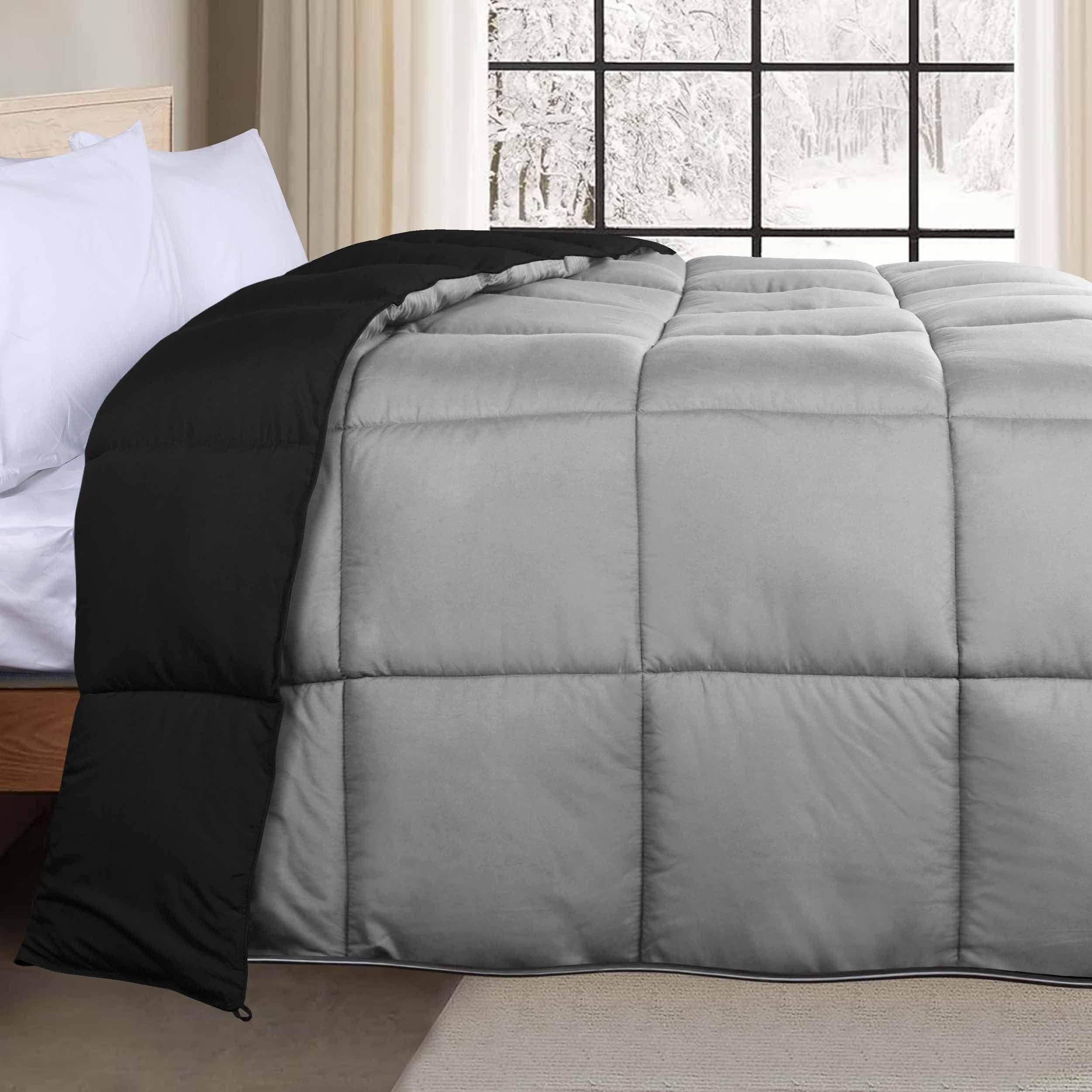 Medium Warmth Reversible Comforter Hypoallergenic Black Grey