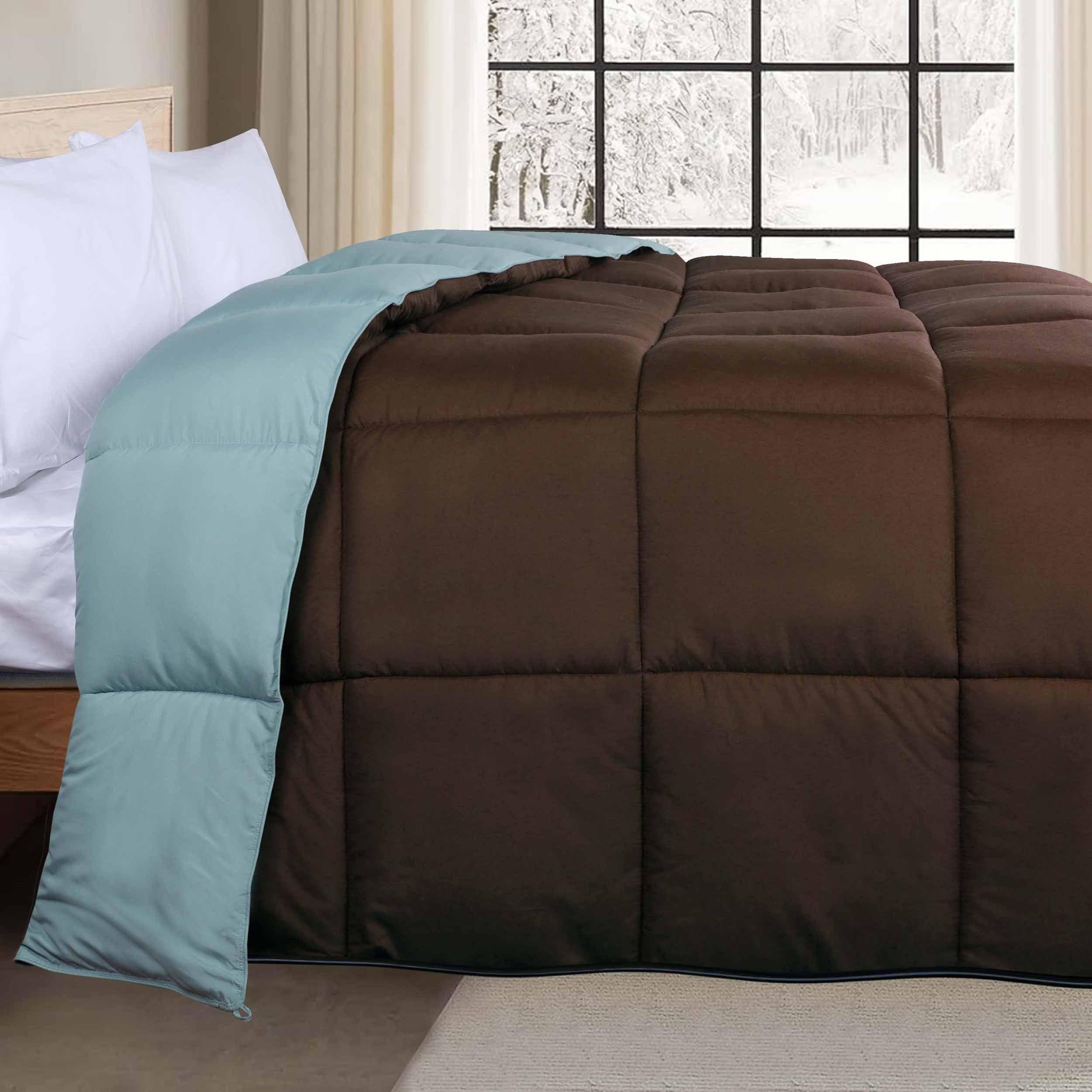 Medium Warmth Reversible Comforter Hypoallergenic Choco Sky Blue