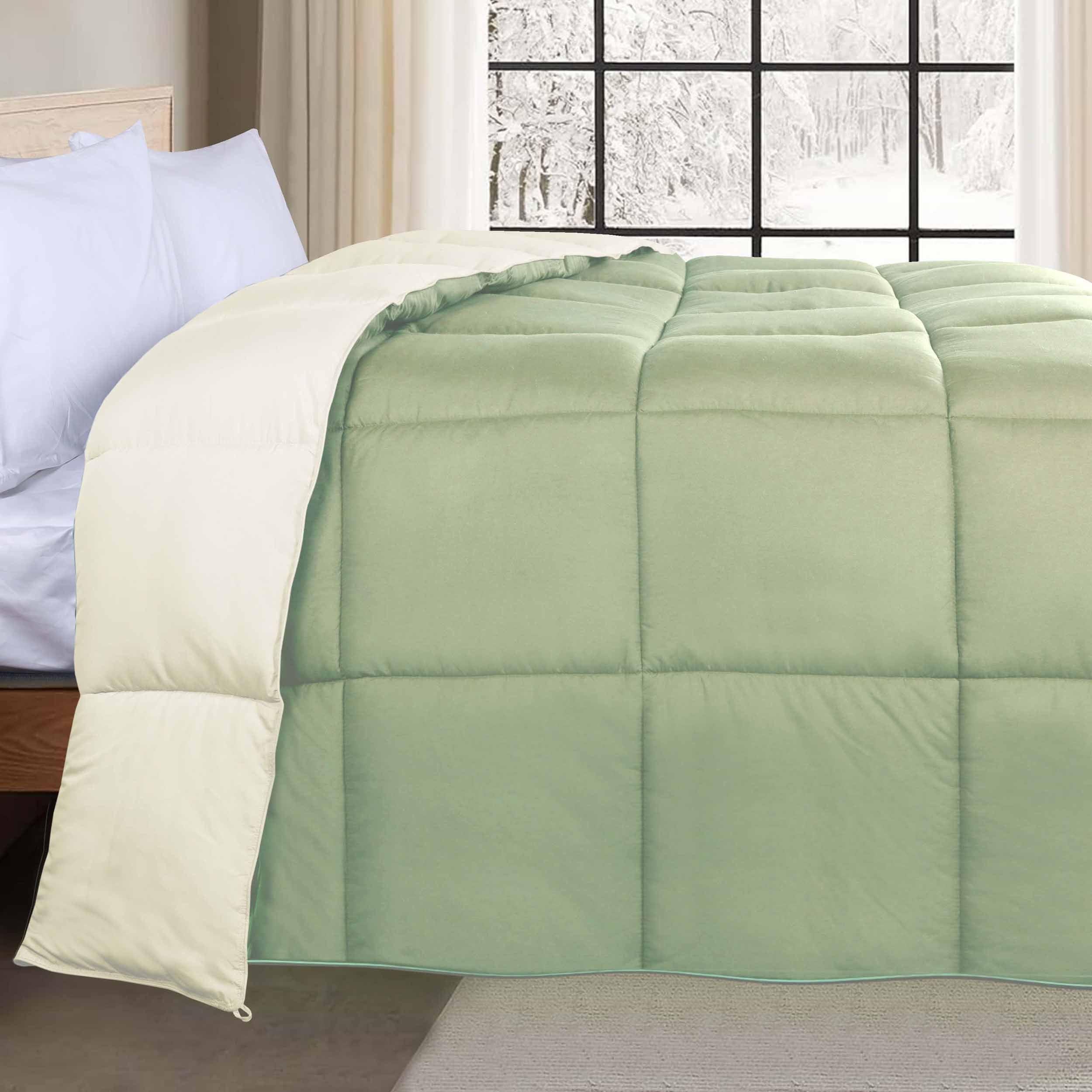 Medium Warmth Reversible Comforter Hypoallergenic Ivory Sage