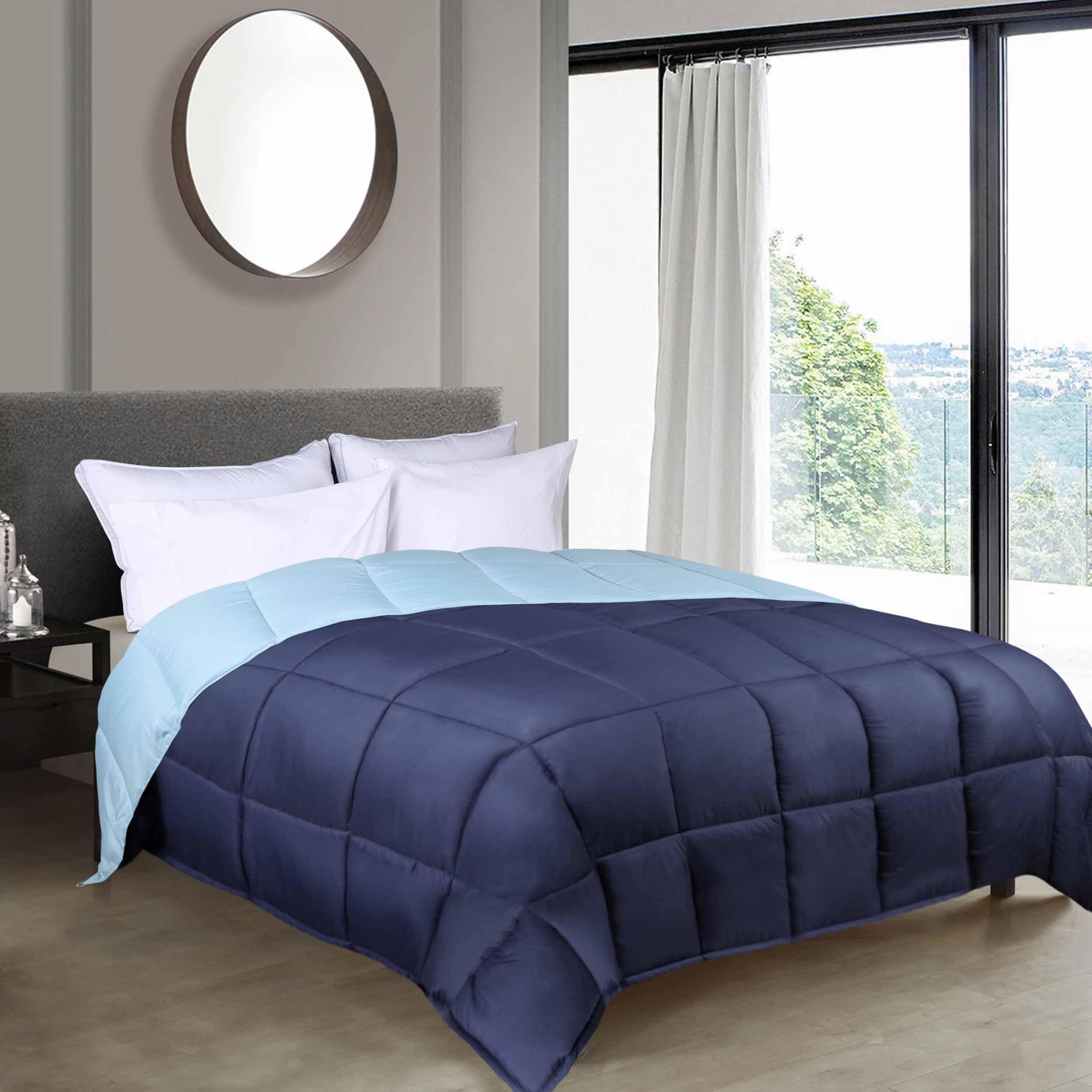 Medium Warmth Reversible Comforter Navy Light Blue