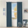 Basket Weave Blackout Curtains Set Of 2 Curtain Panels Deep Sea