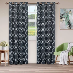Bohemian Trellis Room Darkening Curtains Set Of 2 Thermal Insulated Curtain Panel Pair Navy Blue