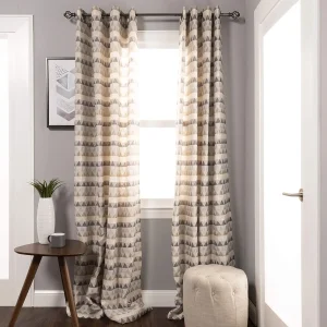 Dunes Semi-Sheer Curtains Set Of 2 Jacquard Medium Opacity Curtain Panels Sand
