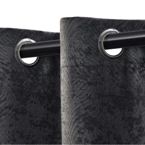 Embossed Waves Blackout Curtains Set Grey