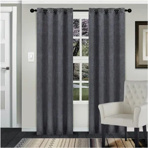 Embossed Waves Blackout Curtains Set Of 2 Curtain Panels Grey