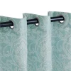 Floral Damask Curtains Set Grommet Curtain Panels Light Blue