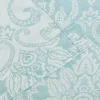 Floral Damask Curtains Set Jacquard Curtain Panels Light Blue