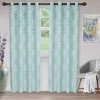 Floral Damask Curtains Set Of 2 Jacquard Curtain Panels Light Blue