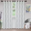 Floral Damask Curtains Set Of 2 Jacquard Curtain Panels Light Grey