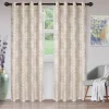 Floral Damask Curtains Set Of 2 Jacquard Curtain Panels Linen