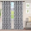 Floral Semi Sheer Curtains Set Of 2 Jacquard Medium Opacity Curtain Panels Grey Charcoal